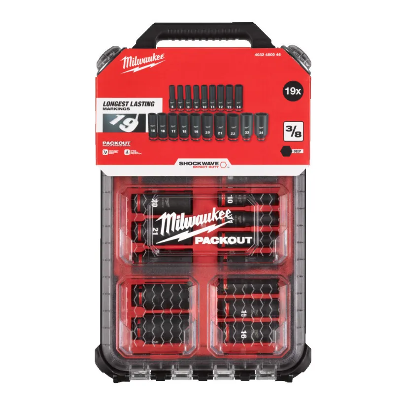 MILWAUKEE ACCESSOIRES DOPPENSET PACKOUT™ SHOCKWAVE™ IMPACT DUTY (19DELIG) – 4932480946