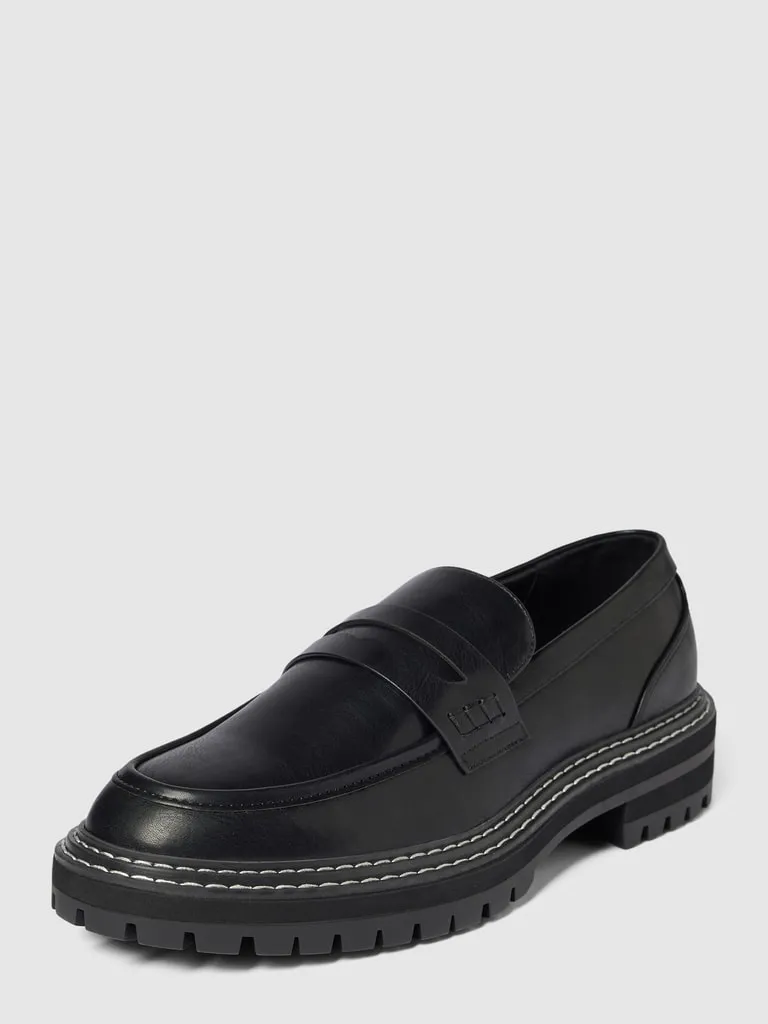 Only Loafers met contrastnaden in zwart