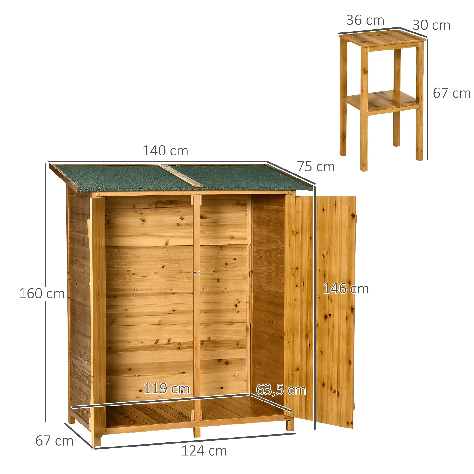 Tuinkast – Natuurlijk – 2 deuren – Dennenhout – Bruin