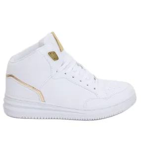 Witte en gouden sportschoenen met hoge enkel 107-18 WIT / GOUD